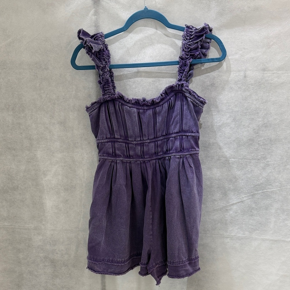 Peach Love California Violet Ruffled Romper